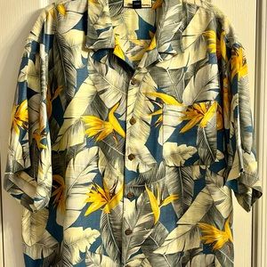 XL Tommy Bahama Mens Silk Hawaiian Floral Palm Short Sleeve Button Up Shirt